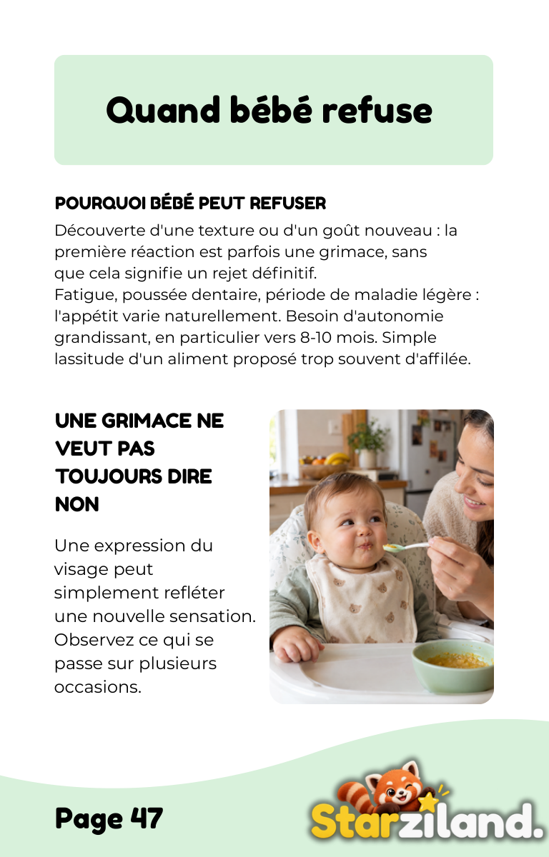 Pack Diversification Page du guide — Quand bébé refuse